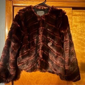 Elle Burgundy Plush Faux Fur Teddy Jacket